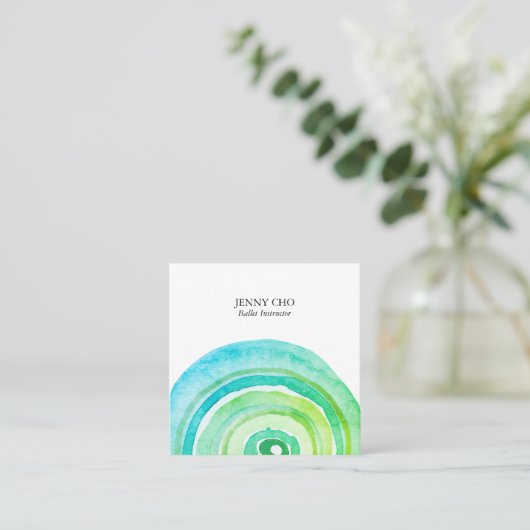 Waterverf cirkels Ring Abstract minimalistisch gro Vierkante Visitekaartje (Staand voorkant)