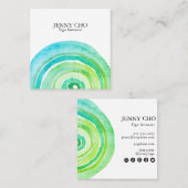 Waterverf cirkels Ring Abstract minimalistisch gro Vierkante Visitekaartje (Voorkant / Achterkant)