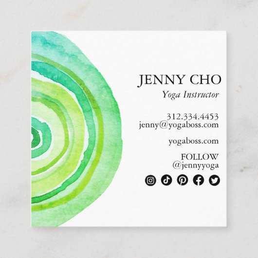 Waterverf cirkels Ring Abstract minimalistisch gro Vierkante Visitekaartje (Achterkant)