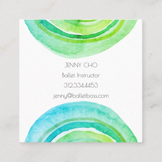Waterverf cirkels Ringen Abstract minimalistisch g Vierkante Visitekaartje (Achterkant)