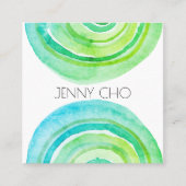 Waterverf cirkels Ringen Abstract minimalistisch g Vierkante Visitekaartje (Voorkant)