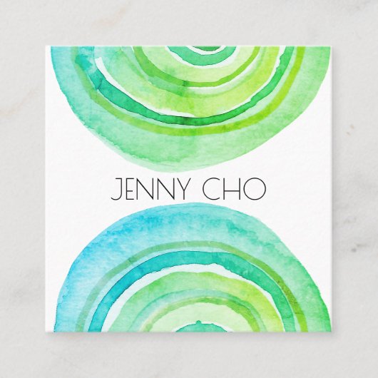 Waterverf cirkels Ringen Abstract minimalistisch g Vierkante Visitekaartje (Voorkant)