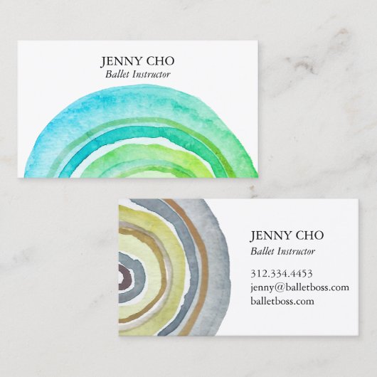 Waterverf cirkels Ringen Abstract minimalistisch g Visitekaartje (Voorkant / Achterkant)