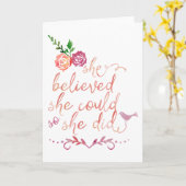 Waterverf citaat dat ze dacht dat ze het kon, dus kaart (Gele Bloem)