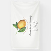 Waterverf citroen 1e verjaardagsfeestje spandoek (Verticaal)