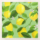 Waterverf citroen 3 glazen onderzetter (Voorkant)
