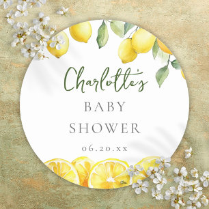 Waterverf Citroen Baby Shower Favor Ronde Sticker