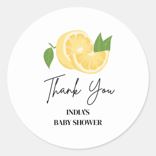 Waterverf citroen baby shower ronde sticker (Voorkant)