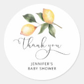 Waterverf citroen babyshower favorieten ronde sticker (Voorkant)