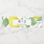 Waterverf citroen bladeren monogram waterfles etiket (Enkel label)