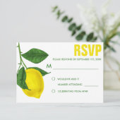 Waterverf Citroen & bladeren | RSVP Kaart (Staand voorkant)