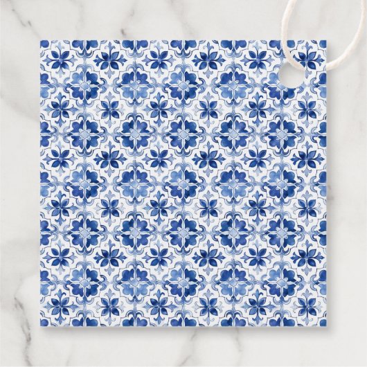 Waterverf Citroen Blauwe Tegel Limoncello Bedankt Bedankjes Labels (Achterkant)