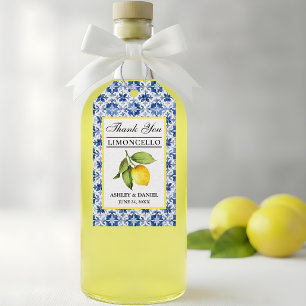 Waterverf Citroen Blauwe Tegel Limoncello Dankjewe Cadeaulabel