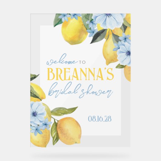 Waterverf Citroen & Bloem Acryl Welkom Bord (Voorkant)