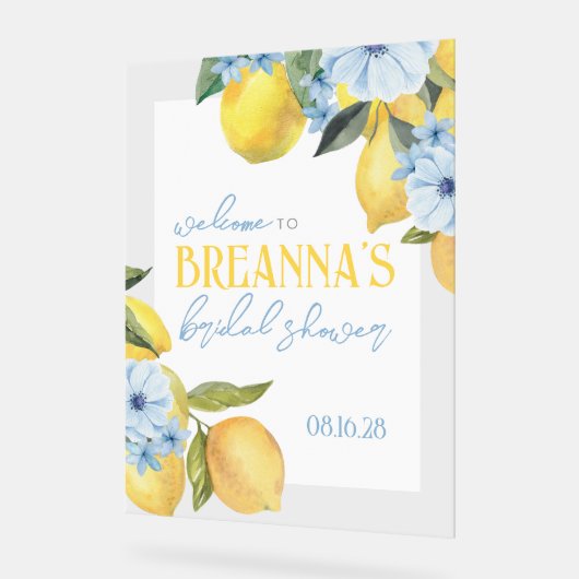 Waterverf Citroen & Bloem Acryl Welkom Bord (Hoek)