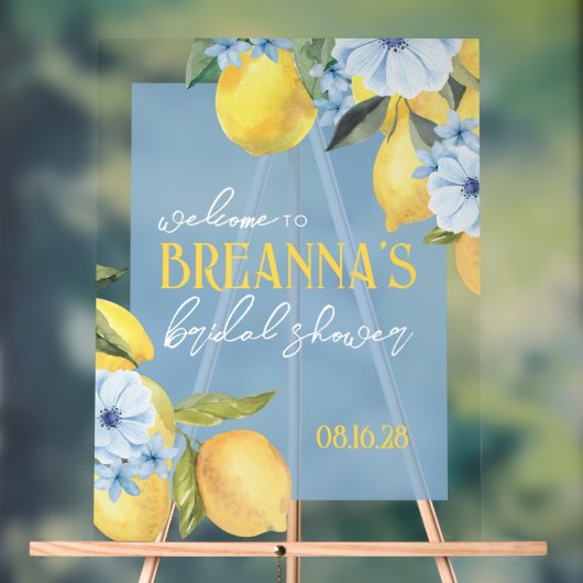 Waterverf citroen & bloem Acryl Welkom bord (Neutraal)