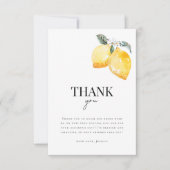 Waterverf Citroen Bloem Citrus Bruiloftsborrel Bedankkaart (Voorkant)