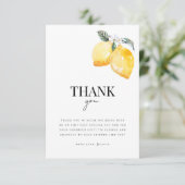 Waterverf Citroen Bloem Citrus Bruiloftsborrel Bedankkaart (Staand voorkant)