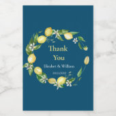 Waterverf Citroen Bloemen Oceaan Blauw Mini Wijn Wijn Etiket (Enkel label)