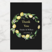 Waterverf Citroen Bloemen Zwarte Mini Wijn Wijn Etiket (Enkel label)