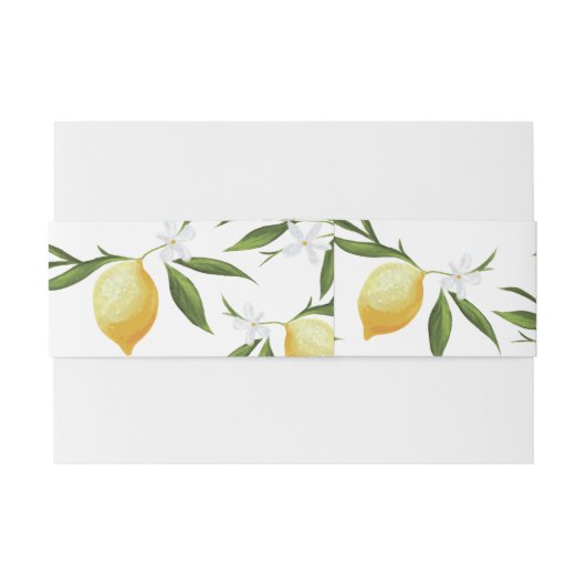 waterverf citroen bloemenbruiloft buik band uitnodigingen wikkel (Achterkant Voorbeeld)