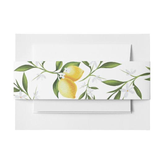 waterverf citroen bloemenbruiloft buik band uitnodigingen wikkel (Voorkant Voorbeeld)