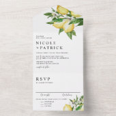 Waterverf citroen bloesems zomer bruiloft all in one uitnodiging (Binnen)