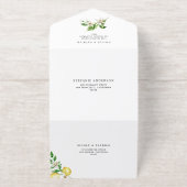 Waterverf citroen bloesems zomer bruiloft all in one uitnodiging (Buiten)