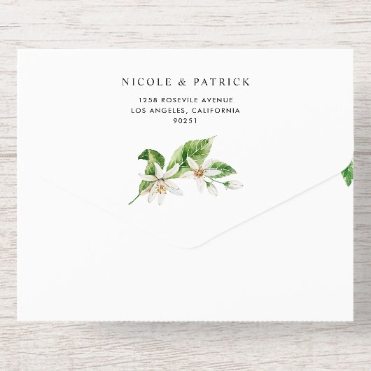 Waterverf citroen bloesems zomer bruiloft all in one uitnodiging (Achterzijde)