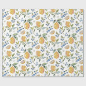 Waterverf Citroen & Bosbes Patroon Cadeaupapier (Vlak)