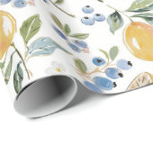 Waterverf Citroen & Bosbes Patroon Cadeaupapier (Rol Hoek)