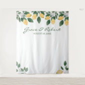 Waterverf Citroen Botanische Achtergrond Bruiloft Wandkleed (Voorkant)