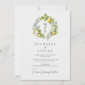 Waterverf citroen botanische krans bruiloft kaart (Voorkant)