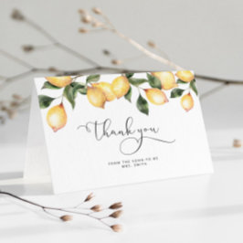 Waterverf citroen bruidsdouche bedankkaart
