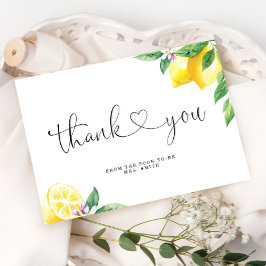 Waterverf citroen bruidsdouche  bedankkaart