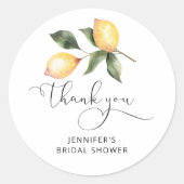 Waterverf citroen bruidsfeest favors ronde sticker (Voorkant)