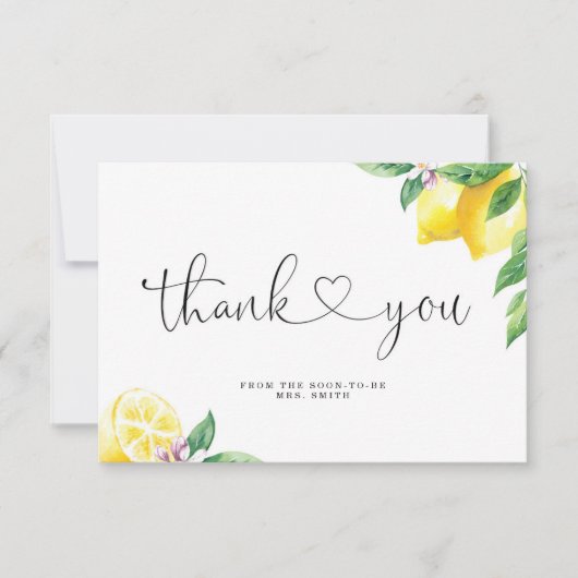 Waterverf citroen bruidsshower bedankkaart (Voorkant)