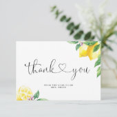 Waterverf citroen bruidsshower bedankkaart (Staand voorkant)