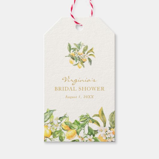 Waterverf Citroen Bruiloftsborrel Cadeaulabel (Voorkant)