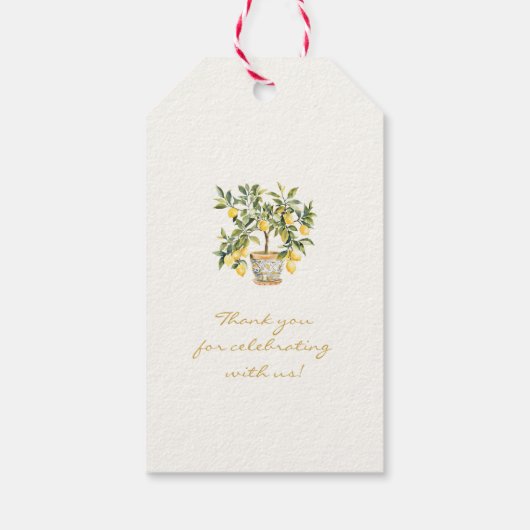 Waterverf Citroen Bruiloftsborrel Cadeaulabel (Achterkant)