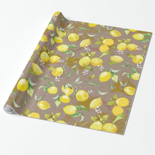 Waterverf citroen cadeaupapier (Uitgerold)