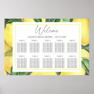 Waterverf Citroen CITRUS bruiloft zitplaatsenkaart Poster