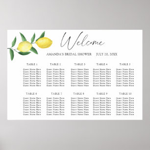 Waterverf citroen CITRUS bruiloft zitplaatsenkaart Poster