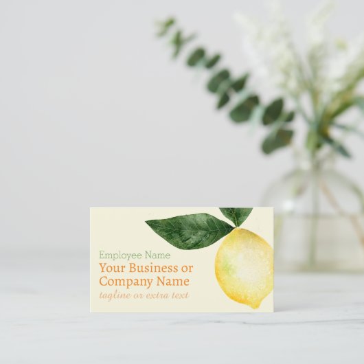 Waterverf Citroen Citrus Geel Visitekaartje (Staand voorkant)