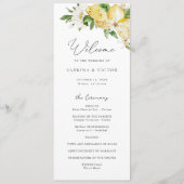 Waterverf Citroen Citrus Groen Bloem Bruiloft Programmakaart (Voorkant)