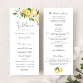 Waterverf Citroen Citrus Groen Bloem Bruiloft Programmakaart