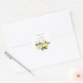 Waterverf Citroen Citrus groen bloesem bruiloft Ronde Sticker (Envelop)