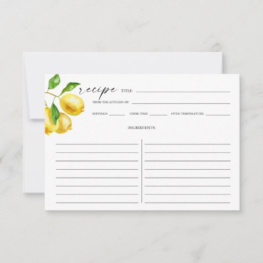 Waterverf Citroen Citrus Recept Kaart Kleiner (Voorkant)