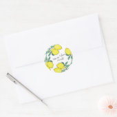 Waterverf Citroen Citrus Script Bruiloft Ronde Sticker (Envelop)