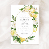 Waterverf Citroen Citrusgroen Witte Bloemen Kaart